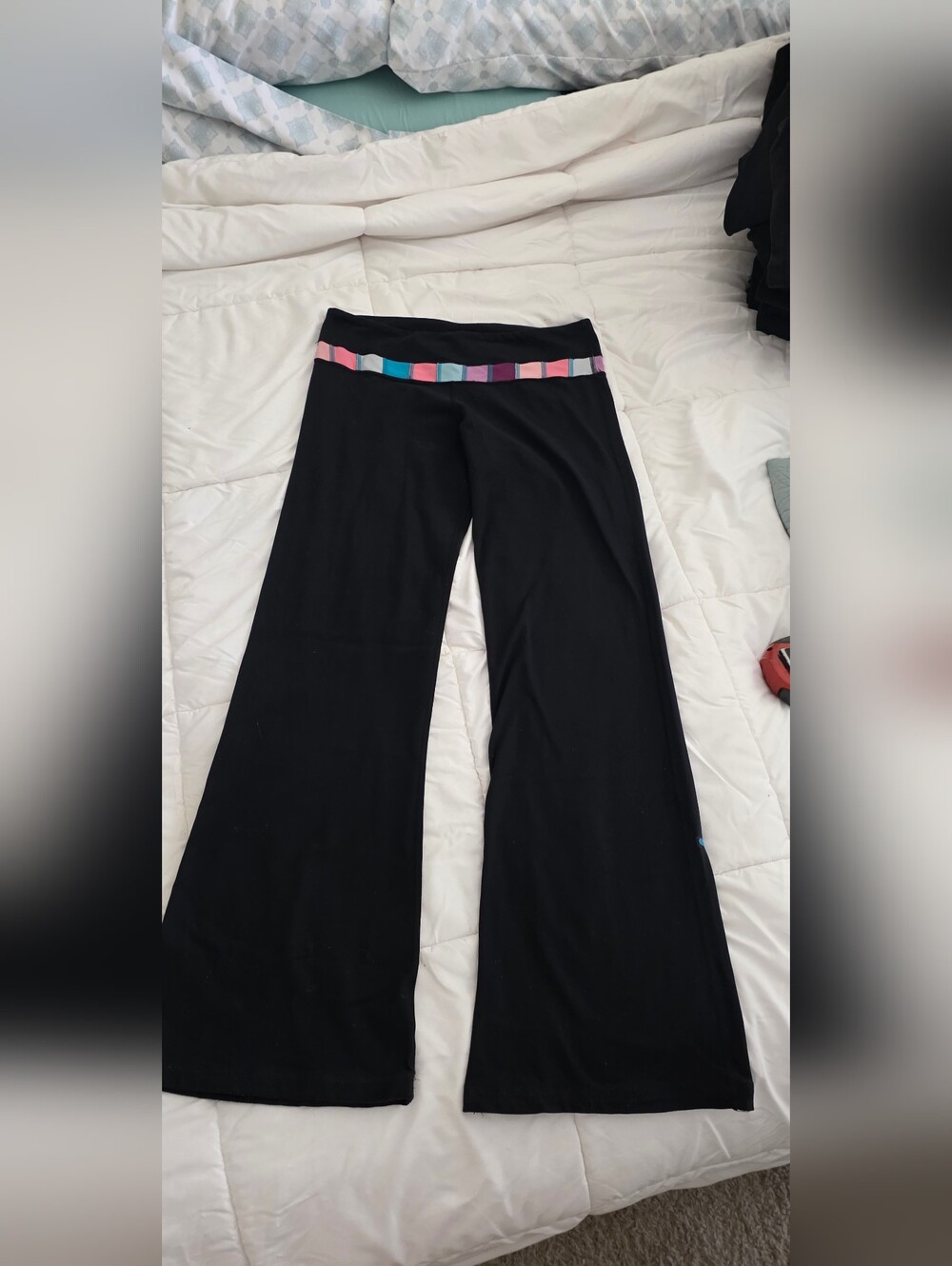 lululemon athletica Black Wide-Leg Pants with Multi-Color Waistband